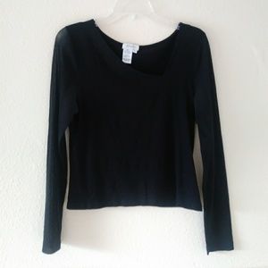 EUC Unique Black Top Asymmetrical Neckline